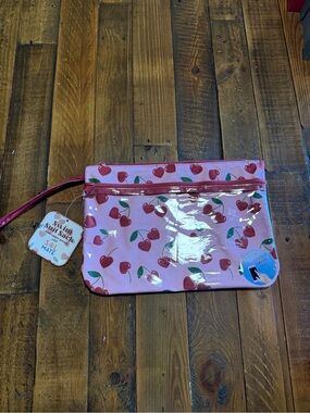 Swim Suit Sack W Zipper Pocket SOL MATE cherry Hearts Pink NWT Pouch Bag🍒